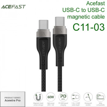 Acefast Acewire Pro C11-03 USB-C to USB-C magnetic cable, 60w, 1.2m, black