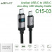 Acefast Acewire Pro C15-03 USB-C to USB-C zinc alloy LED display Cable, 60w, 1.2m, 10т сгибов, black