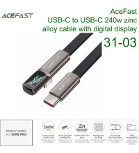 Acefast Acewire Pro C31-03 USB-C to USB-C 240w zinc alloy LED display cable, 1.2m, black