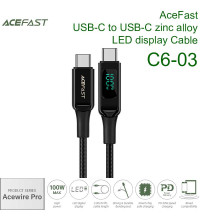 Acefast Acewire Pro C6-03 USB-C to USB-C zinc alloy LED display Cable, 100w, 2m, 30т сгибов, black