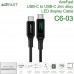 Acefast Acewire Pro C6-03 USB-C to USB-C zinc alloy LED display Cable, 100w, 2m, 30т сгибов, black