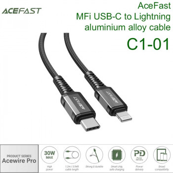 AceFast MFi Acewire Pro USB-C to Lightning cable, 1.2m, 30W (C1-01) black