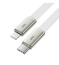Acefast C24-01 AceWire Pro Cable, Type-C to Lightning, 1.2m, 30W, в оплетке, плоский, white