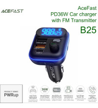 Acefast B25 PD36W Car charger with FM Transmitter C+2U, TF, black