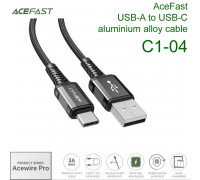 AceFast Acewire Pro C1-04 USB-A to USB-C aluminium alloy cable, 1.2m, 3A, 25000 сгибов, черный