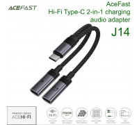 AceFast J14 Ace Hi-Fi Type-C 2-in-1 charging audio adapter, 0.17m, black