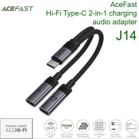 AceFast J14 Ace Hi-Fi Type-C 2-in-1 charging audio adapter, 0.17m, black