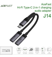 AceFast J14 Ace Hi-Fi Type-C 2-in-1 charging audio adapter, 0.17m, black