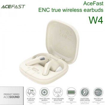 AceFast W4 ENC true wireless earbuds, 7h (28h), biege