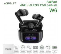 AceFast W6 ANC+AI ENC TWS earbuds, 35dB  ANC, Display, BT5.4, 8h (35h), black