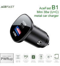 AceFast B1 PWRup series Mini 38w (U+C) metal car charger, USB-C 20w + USB-A 18w, black