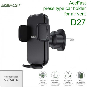 AceFast AceAuto D27 press type car holder for air vent, в решетку, black