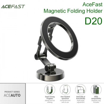 Acefast AceAuto D20 Magnetic Folding Car Holder black