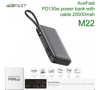 AceFast M22 PWRup series PD130w power bank with cable 20000mah, USB-C cable, PD 100w max, black