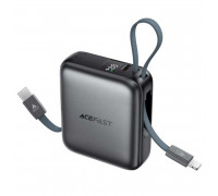 AceFast M23 PWRup series 22.5W power bank 10000mah, с кабелями Type-C и Lightning, CCC, LED, black