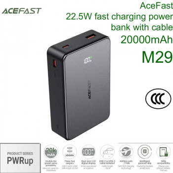 AceFast M29 PWRup series 22.5W power bank 20000mah, CCC, 2C+U, PD20w, LED, black