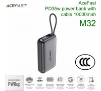 AceFast M32 PWRup series PD35w power bank with cable 10000mah, USB-C cable, gray