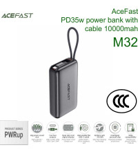 AceFast M32 PWRup series PD35w power bank with cable 10000mah, USB-C cable, gray