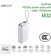 AceFast M32 PWRup series PD35w power bank with cable 10000mah, USB-C cable, silver