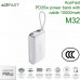 AceFast M32 PWRup series PD35w power bank with cable 10000mah, USB-C cable, silver