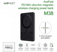 AceFast M38 PWRup series PD18W Qi 15W magnetic wireless charging power bank 5000mah, CCC, black