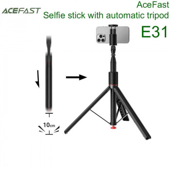 AceFast DeskPro E31 Selfie stick with automatic tripod, 33.9 - 1.77m, black