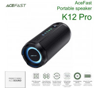 AceFast K12 Pro portable speaker, 30w, 8h, TWS stereo pairing, TF, USB, BT 6.0, black