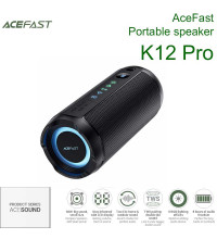 AceFast K12 Pro portable speaker, 30w, 8h, TWS stereo pairing, TF, USB, BT 6.0, black
