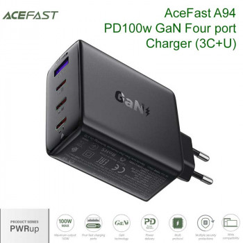 AceFast A94 PWRup series PD100w GaN Four port Charger (3C+U), black