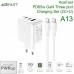 AceFast A13 PWRup series PD65w GaN Three port Charging Set (2C+U), с кабелем C-C 1m, white