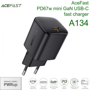 AceFast A134 PWRup series PD67w mini GaN USB-C Fast Charger, black