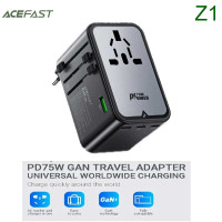 Acefast Z1 PWRup series PD75w GaN multifunctional charging adapter, 3C+2U, black