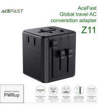 Acefast Z11 PWRup series Global travel AC conversition adapter, black