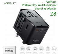 Acefast Z8 PWRup series PD45w GaN multifunctional charging adapter, 3C+U, black