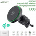 AceFast D33 Air Charge Qi2 Magnetic wireless charging car holder for air vent 15w, на решетку, black