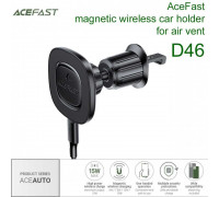 AceFast D46 AirAuto Magnetic wireless charging car holder for air vent 15w, на решетку, black