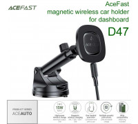 AceFast D47 AirAuto Magnetic wireless charging car holder for dashboard 15w, на стекло и панель