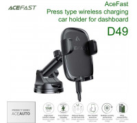 AceFast D49 AceAuto Press type wireless charging car holder 15w for dashboard, на стекло и панель