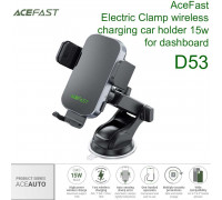 AceFast D53 AceAuto Electric Clamp wireless charging car holder 15w for dashboard, на стекло+панель