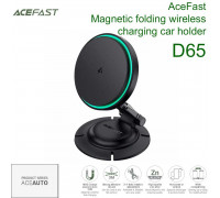 AceFast D65 Air Charge Magnetic folding wireless charging car holder 15w, на панель, black