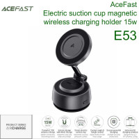 AceFast E53 AirCharge Electric suction cup magnetic wireless charging holder 15w, на стекло и панель