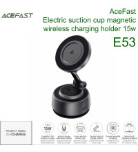 AceFast E53 AirCharge Electric suction cup magnetic wireless charging holder 15w, на стекло и панель