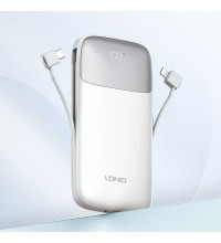 LDNIO PQ19 Power Bank 10000 mAh, PD20w + QC 22.5w, with C&L cable,  white