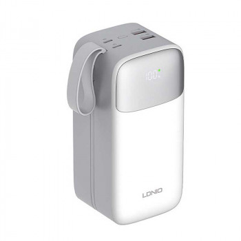LDNIO PQ50 Power Bank 50000 mAh, PD20w + QC 22.5w, with C&L cable,  white