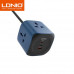 LDNIO сетевой фильтр 3 розетки + 2 USB-C PD65w + USB QC3.0 30w, 2m (SC3319) черный