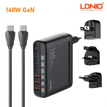 LDNIO A6140C 140w GaN Six ports fast charger, 3 USB-A + 3 USB-C, PD100w, black