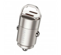 Wiwu Nano 30W USB-C + USB-C Fast Car Charger, C + C 30W, Wi-QC029, titanium color