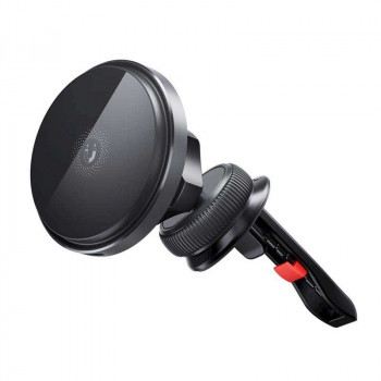 XO CX015 magnetic wireless charging car bracket, в решетку, Qi 15w, black