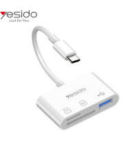 Yesido GS16 Type-C OTG USB3.0 + SD/TF Adapter, 10cm, белый