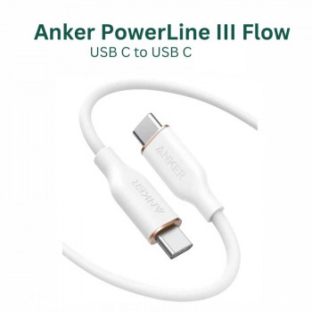 Anker PowerLine III Flow USB-C to USB-C Cable, 240w, 0.9m, офлайн упаковка (A8552P22) white